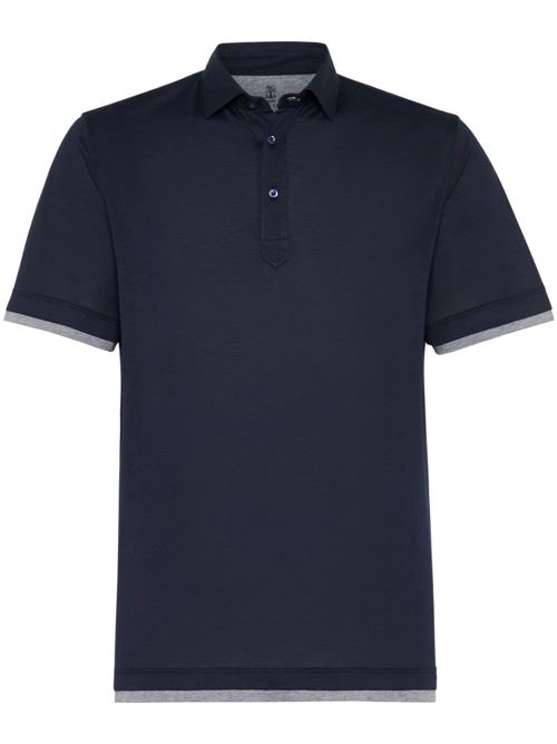 Navy blue silk-cotton polo Brunello Cucinelli | MD8213966CW893